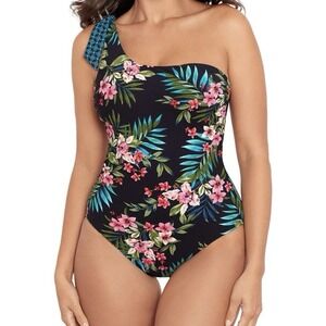 Skinny Dippers by Miraclesuit Flapjack One-Piece Women XL Reversible‎ Floral New